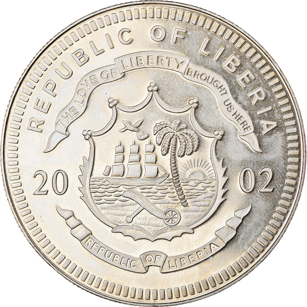 Moneta, Liberia, New Vatican coins, 5 Dollars, 2002, MS(63), Miedź-Nikiel