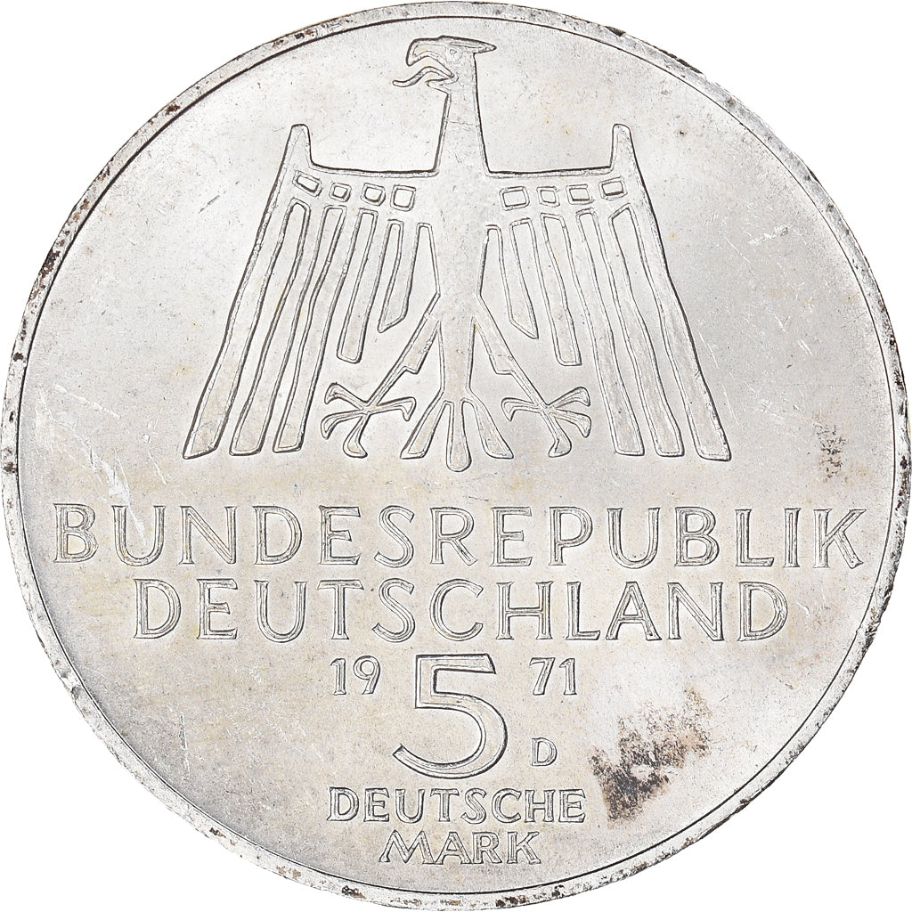 Coin, GERMANY - FEDERAL REPUBLIC, 5 Mark, 1971, Munich, Germany, AU(50-53)