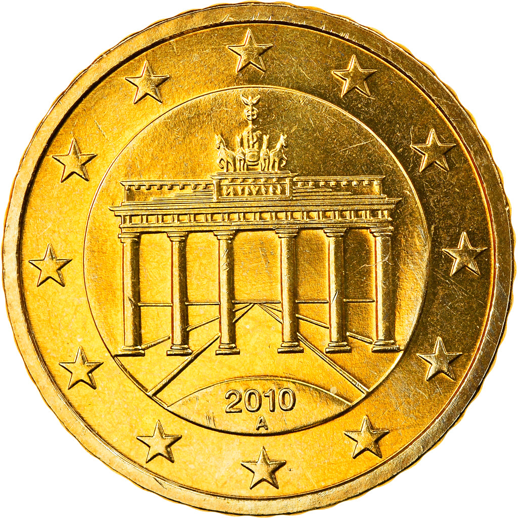 GERMANY - FEDERAL REPUBLIC, 50 Euro Cent, 2010, Berlin, MS(65-70), Brass, KM:256