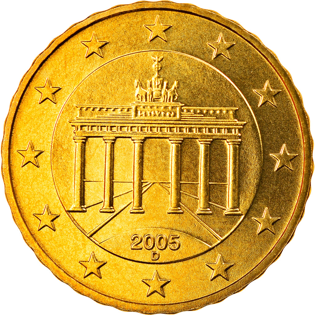 Niemcy - RFN, 10 Euro Cent, 2005, Munich, MS(65-70), Mosiądz, KM:210