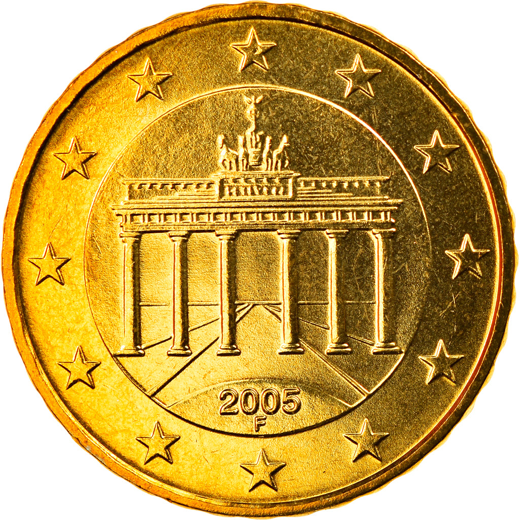 Niemcy - RFN, 10 Euro Cent, 2005, Stuttgart, MS(65-70), Mosiądz, KM:210