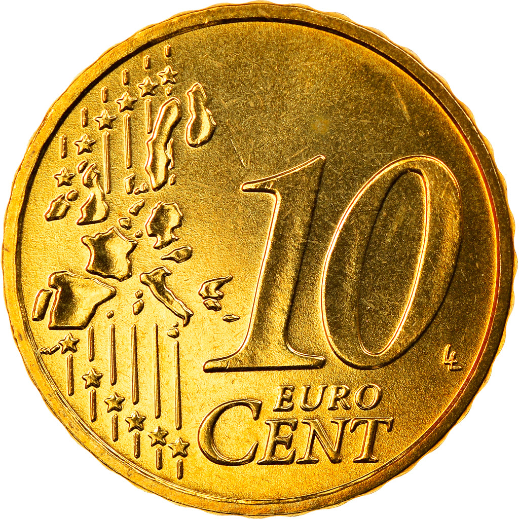 Niemcy - RFN, 10 Euro Cent, 2005, Stuttgart, MS(65-70), Mosiądz, KM:210