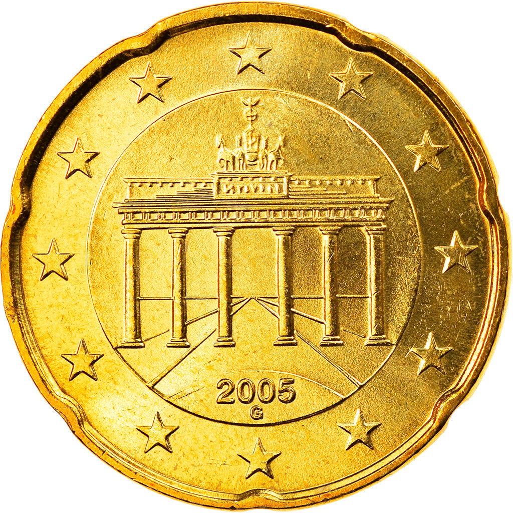 GERMANY - FEDERAL REPUBLIC, 20 Euro Cent, 2005, Karlsruhe, MS(65-70), Brass