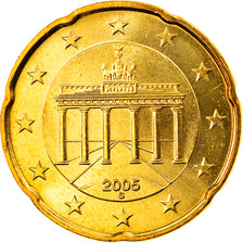 GERMANY - FEDERAL REPUBLIC, 20 Euro Cent, 2005, Karlsruhe, MS(65-70), Brass