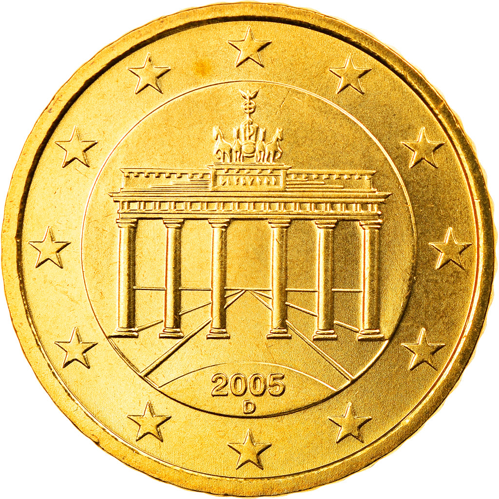 GERMANY - FEDERAL REPUBLIC, 50 Euro Cent, 2005, Munich, MS(65-70), Brass, KM:212
