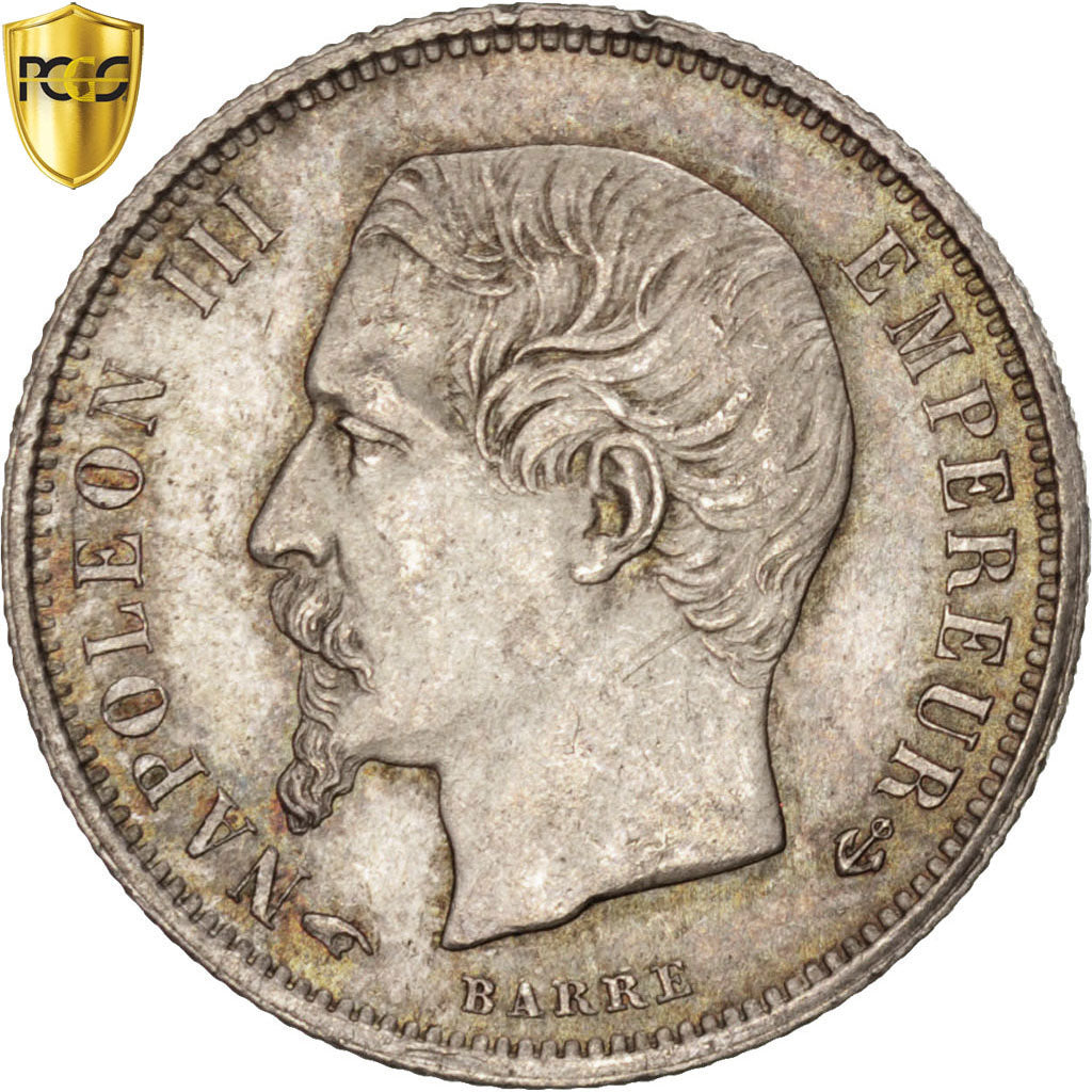 France, Napoleon III, 50 Centimes, 1857, Paris, Silver, PCGS, MS(64)