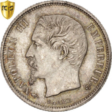 França, Napoleon III, 50 Centimes, 1857, Paris, Prata, PCGS, MS(64)