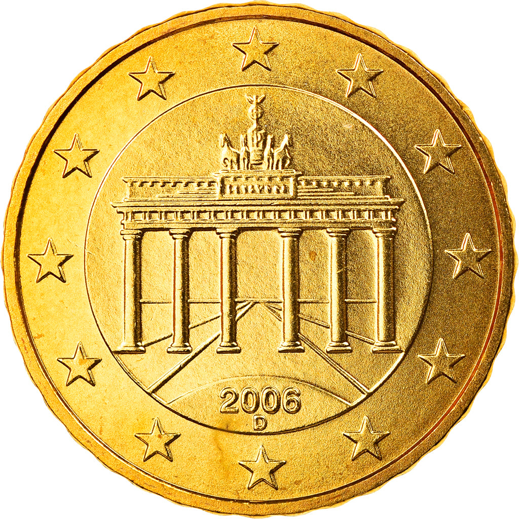 GERMANY - FEDERAL REPUBLIC, 10 Euro Cent, 2006, Munich, MS(65-70), Brass, KM:210