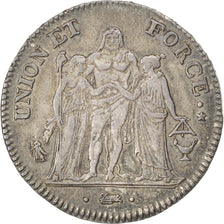 Coin, France, Union et Force, 5 Francs, AN 6, Bordeaux, AU(50-53), Silver