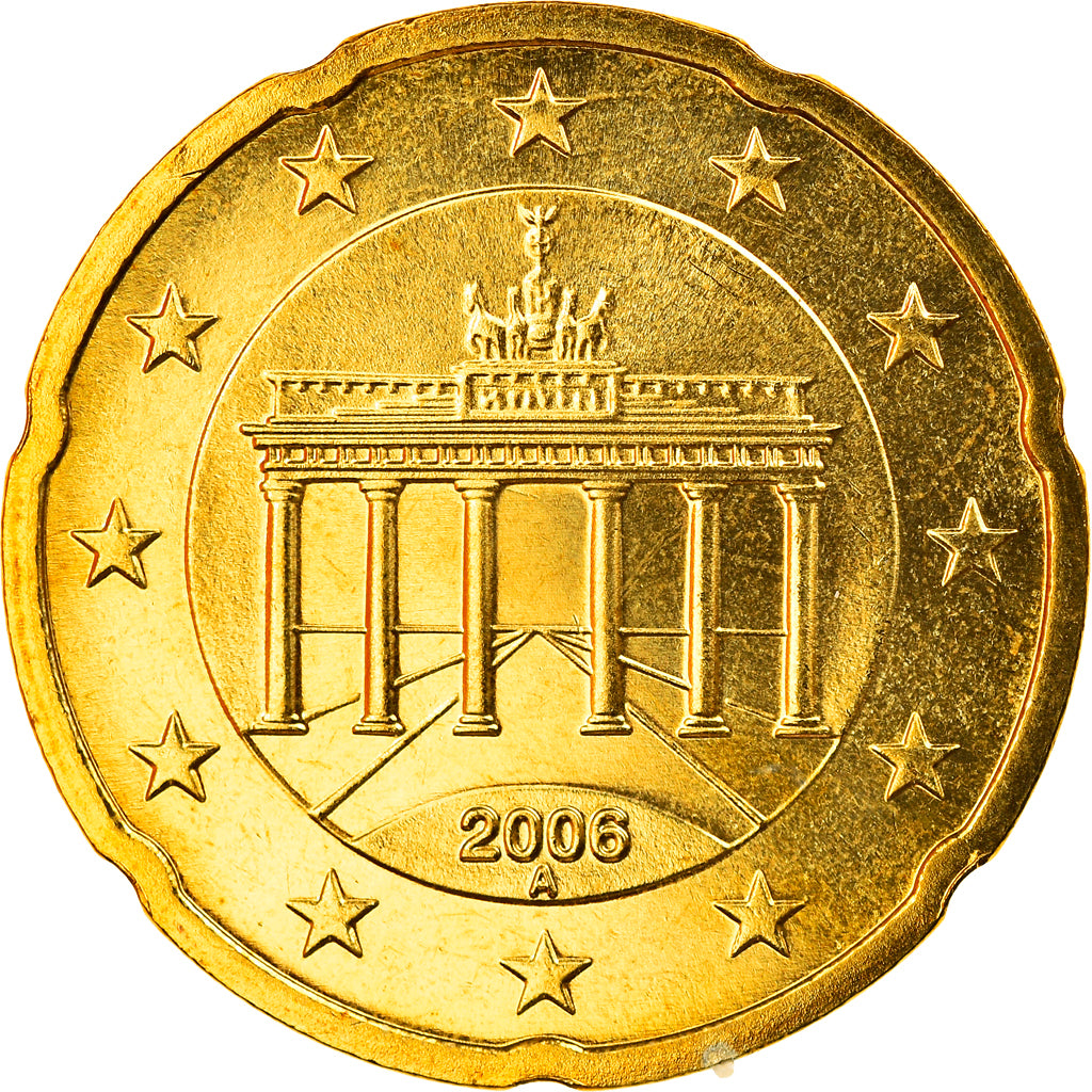 GERMANY - FEDERAL REPUBLIC, 20 Euro Cent, 2006, Berlin, MS(65-70), Brass, KM:211