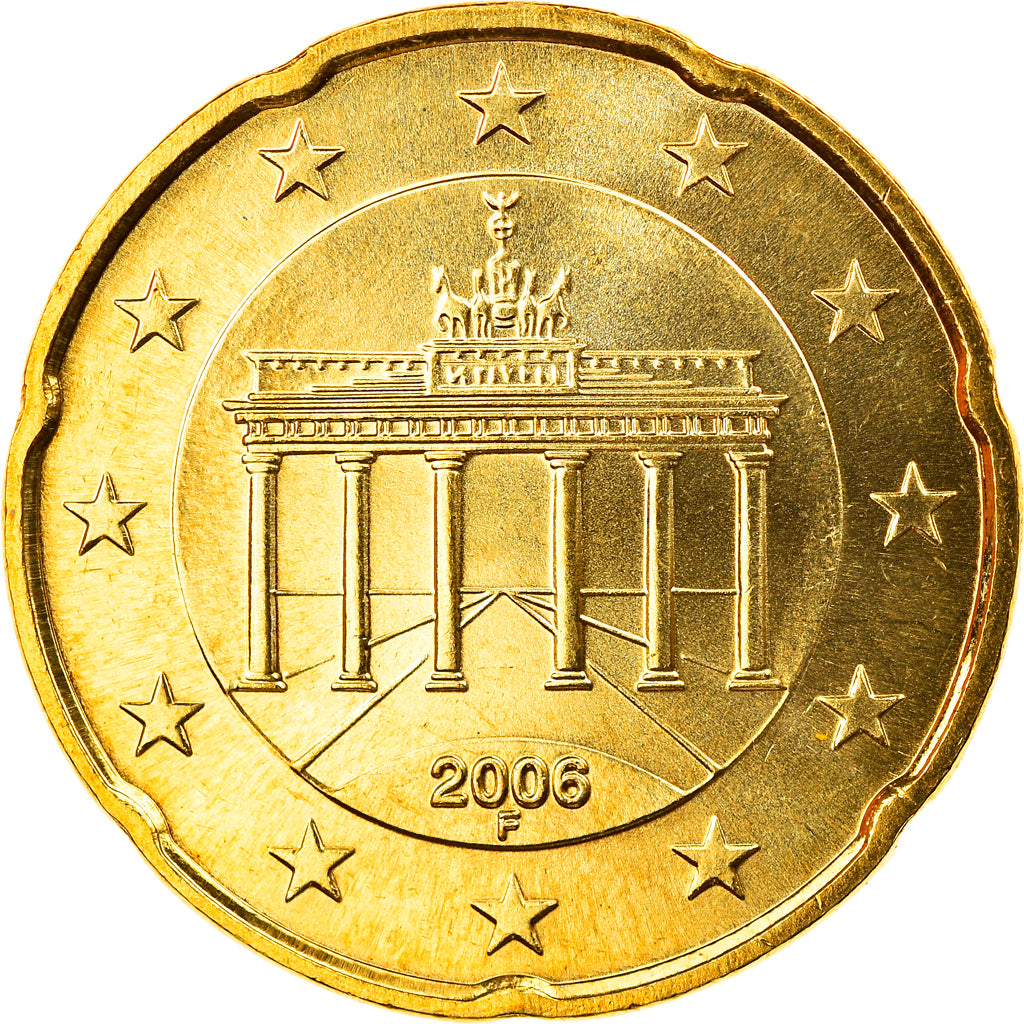 ALEMANHA - REPÚBLICA FEDERAL, 20 Euro Cent, 2006, Stuttgart, MS(65-70), Latão