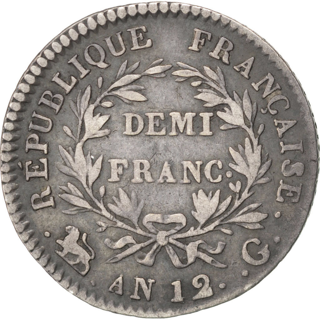 FRANCE, Napoléon I, 1/2 Franc, 1804, Geneva, KM #648.4, VF(30-35), Silver, G...