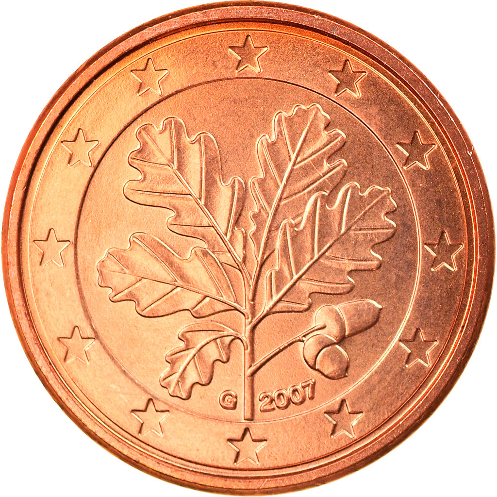 République fédérale allemande, Euro Cent, 2007, Karlsruhe, FDC, Copper Plated