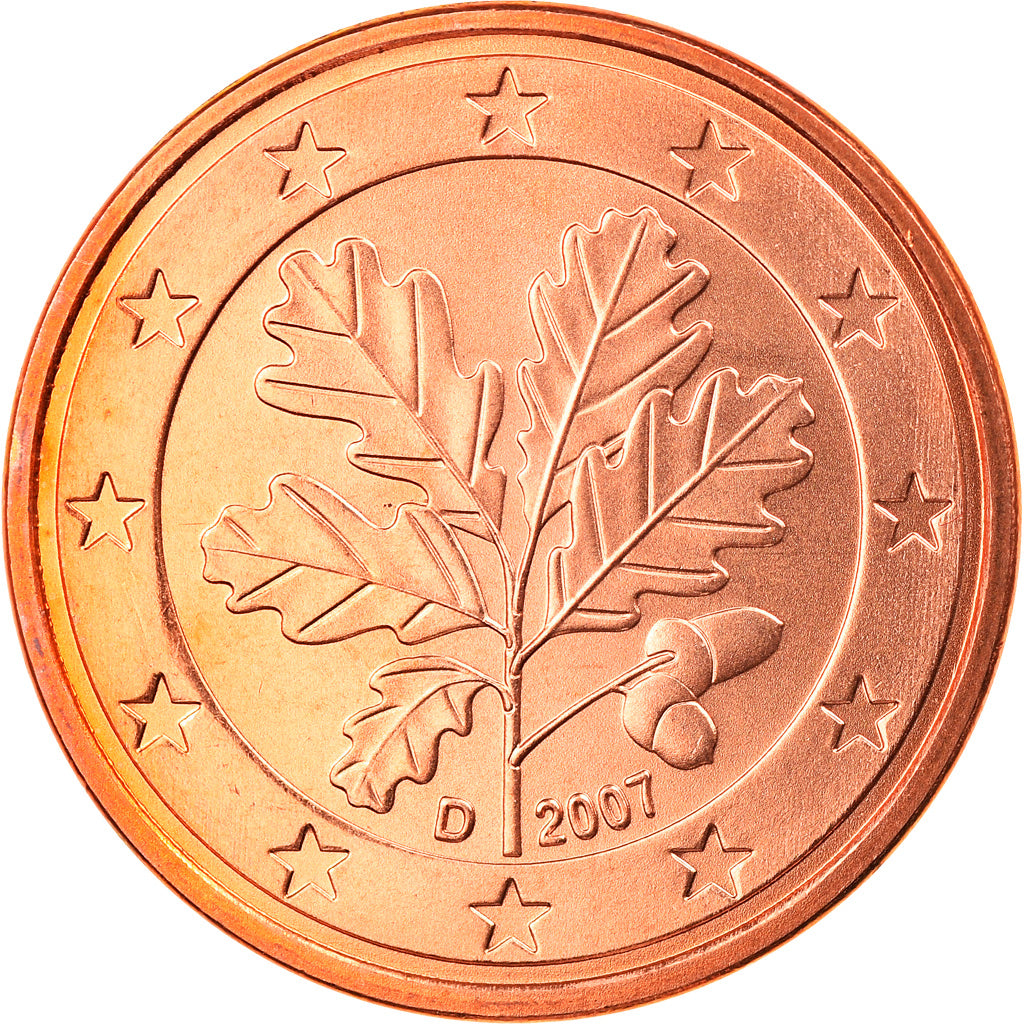 GERMANY - FEDERAL REPUBLIC, 5 Euro Cent, 2007, Munich, MS(65-70), Copper Plated