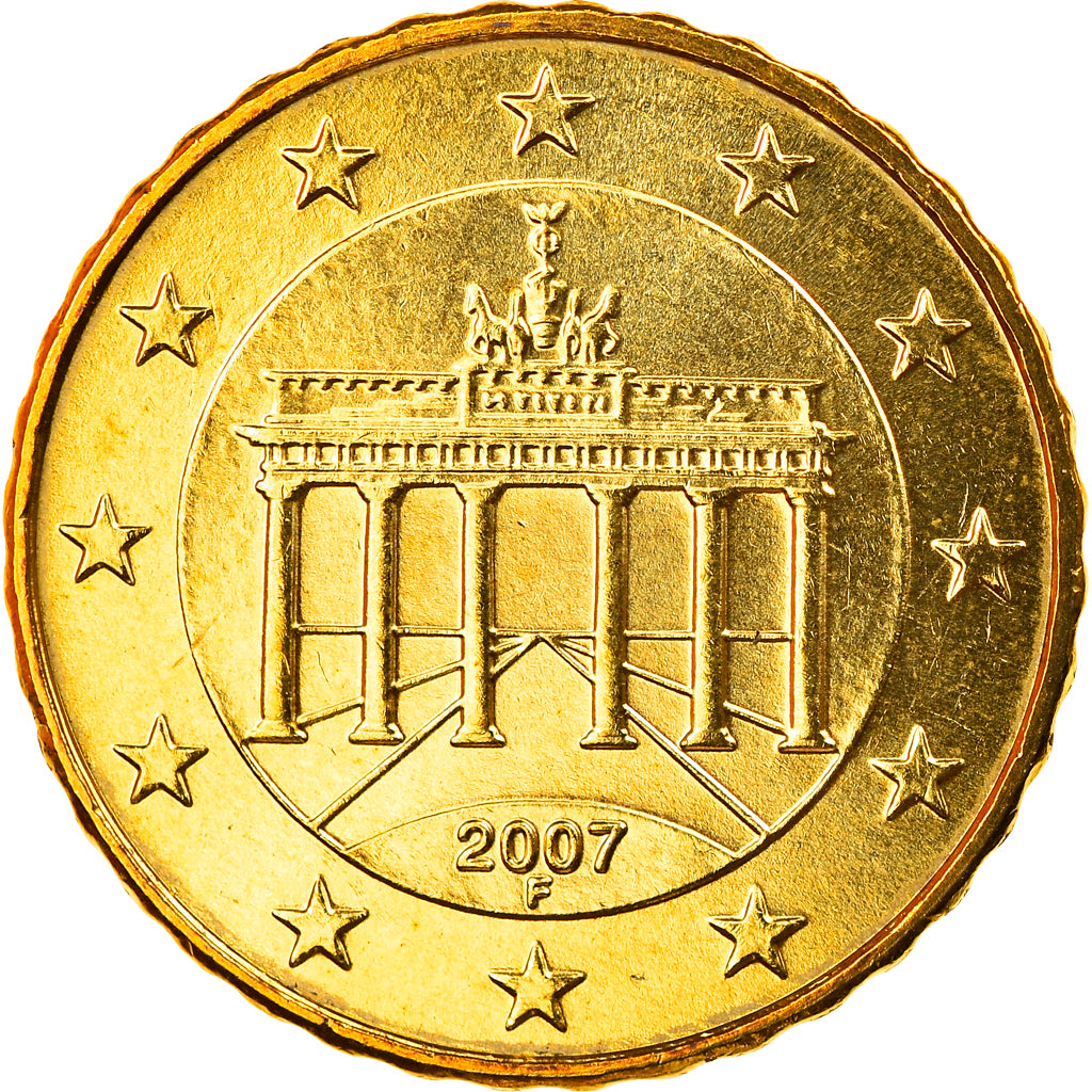 ALEMANHA - REPÚBLICA FEDERAL, 10 Euro Cent, 2007, Stuttgart, MS(65-70), Latão