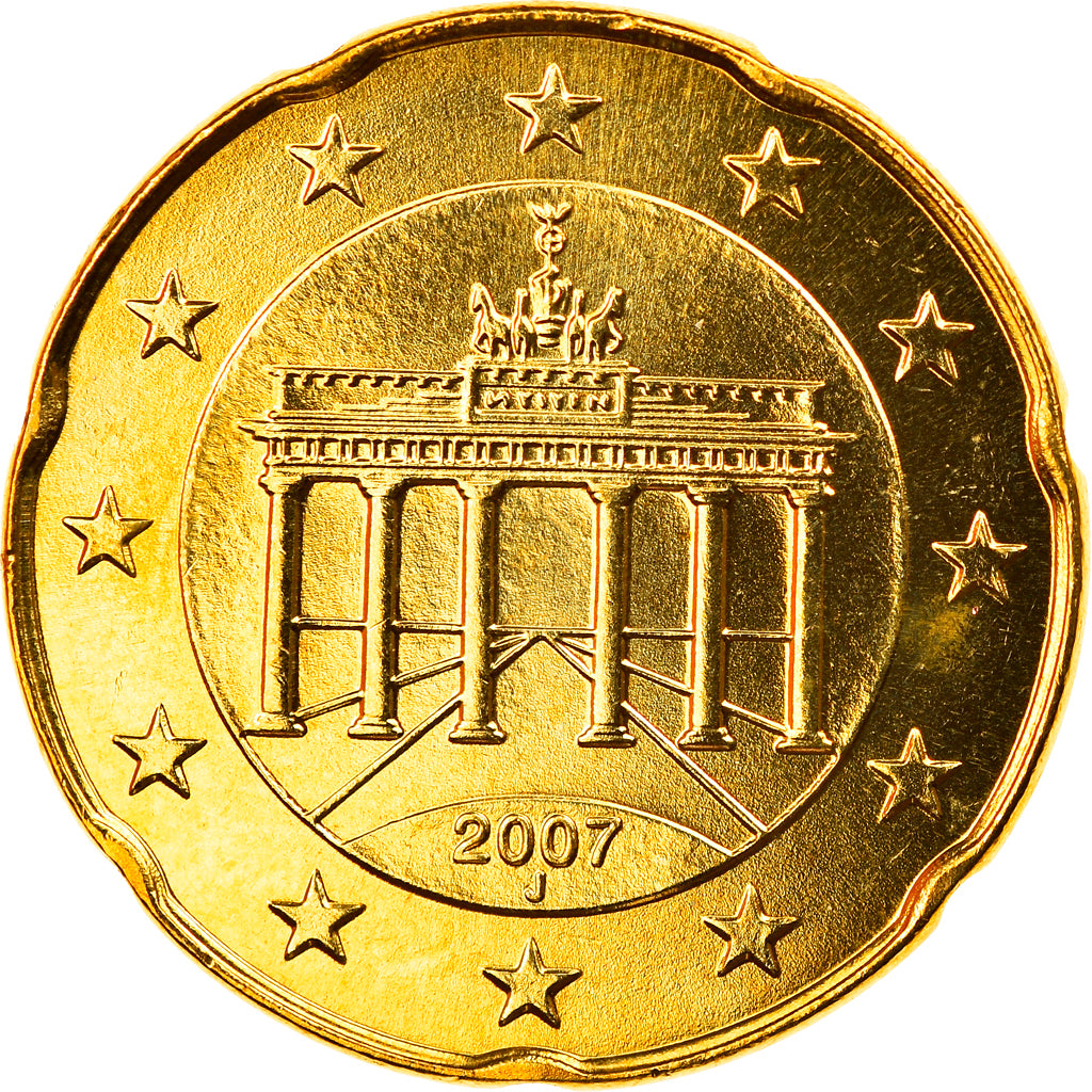 ALEMANHA - REPÚBLICA FEDERAL, 20 Euro Cent, 2007, Hambourg, MS(65-70), Latão