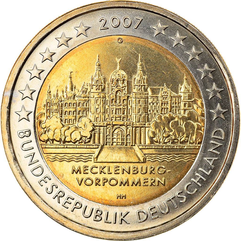GERMANY - FEDERAL REPUBLIC, 2 Euro, 2007, Karlsruhe, MS(65-70), Bi-Metallic