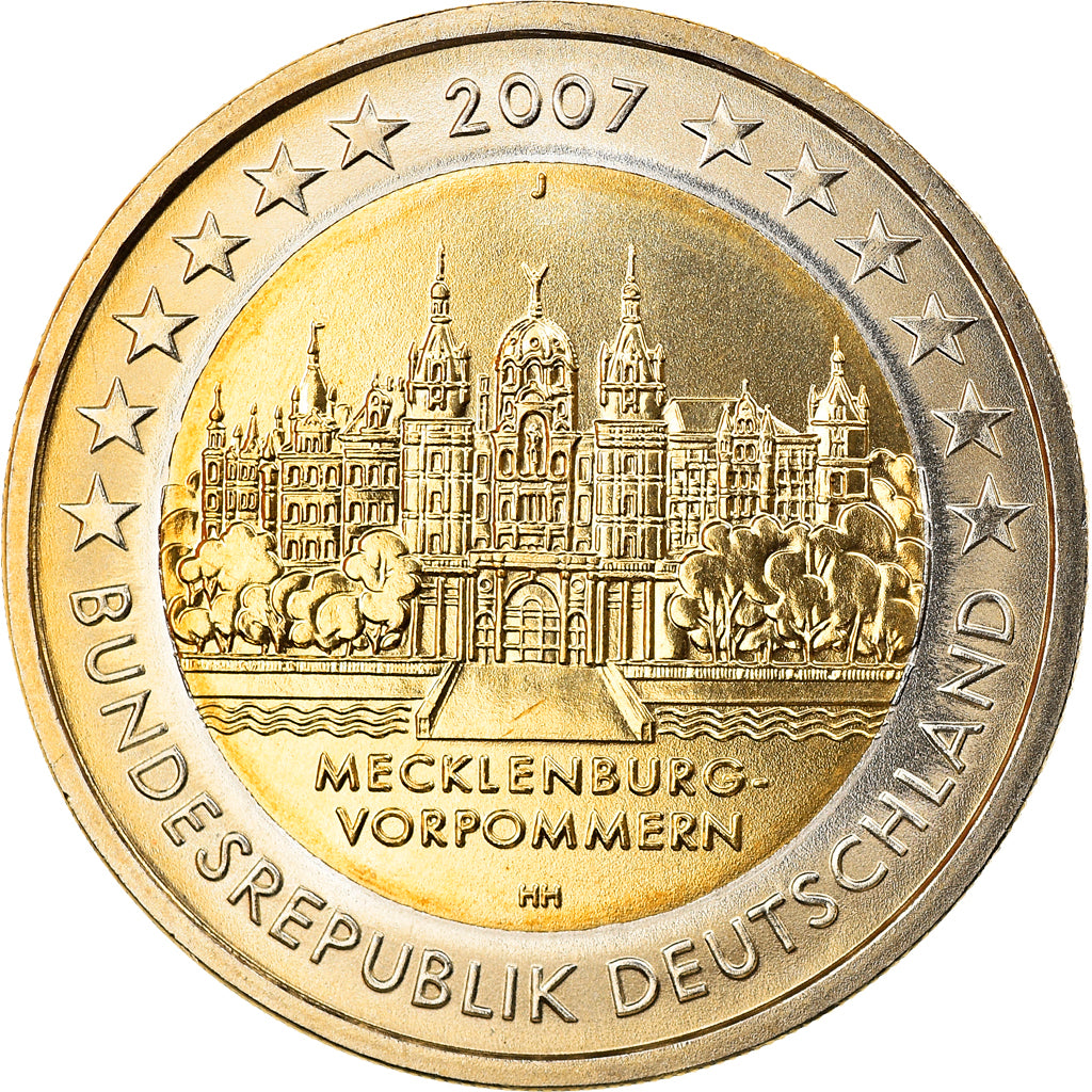 GERMANY - FEDERAL REPUBLIC, 2 Euro, 2007, Hambourg, MS(65-70), Bi-Metallic