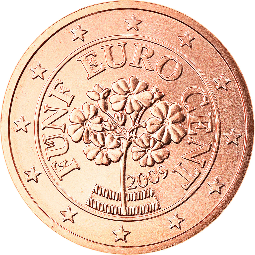 Austria, 5 Euro Cent, 2009, Vienna, FDC, Cobre chapado en acero, KM:3084