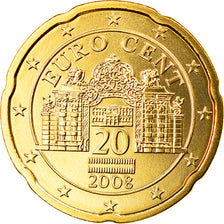 Austria, 20 Euro Cent, 2008, Vienna, FDC, Latón, KM:3140