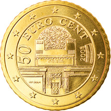 Austria, 50 Euro Cent, 2008, Vienna, MS(65-70), Brass, KM:3141