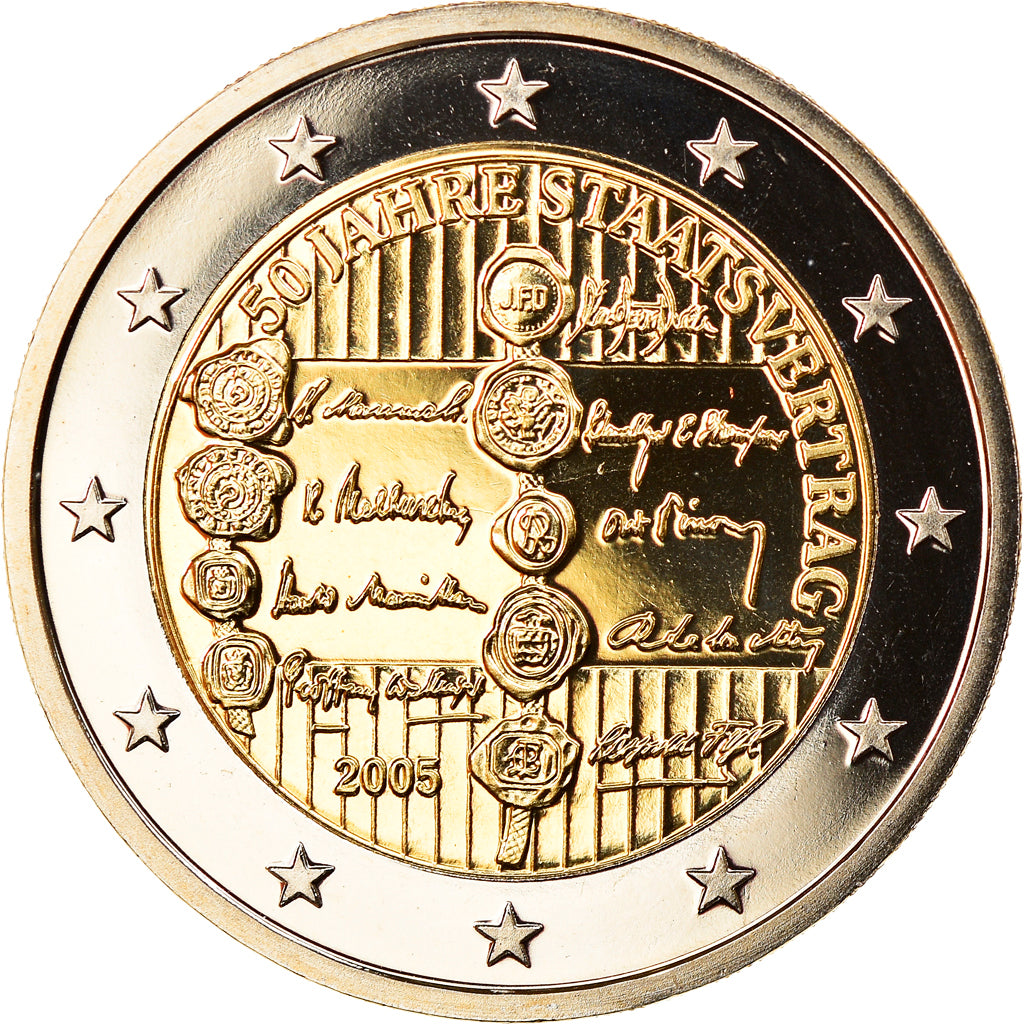 Austria, 2 Euro, 50th Anniversary of the State Treaty, 2005, Vienna, MS(65-70)