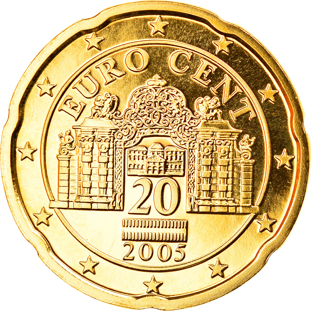 Austria, 20 Euro Cent, 2005, Vienna, MS(65-70), Mosiądz, KM:3086