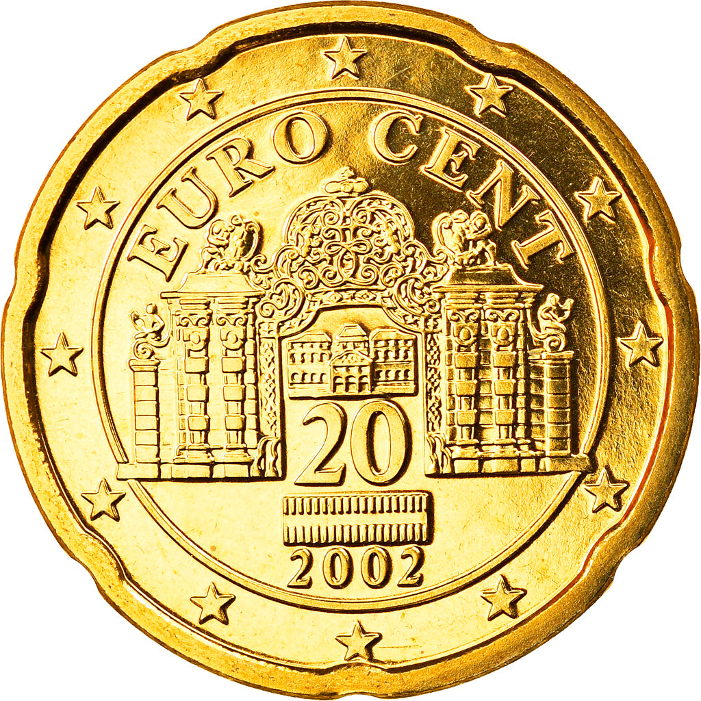 Oostenrijk, 20 Euro Cent, 2002, Vienna, FDC, Tin, KM:3086