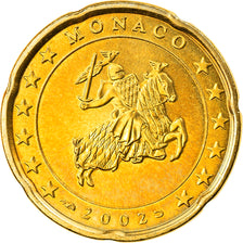 Monaco, 20 Euro Cent, 2002, AU(55-58), Brass, Gadoury:MC176, KM:171