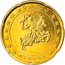 Monaco, 20 Euro Cent, 2002, AU(55-58), Brass, Gadoury:MC176, KM:171