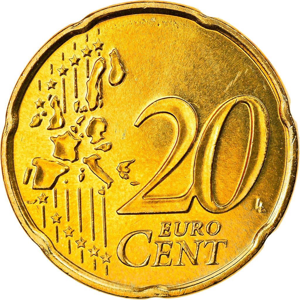Monaco, 20 Euro Cent, 2002, AU(55-58), Brass, Gadoury:MC176, KM:171
