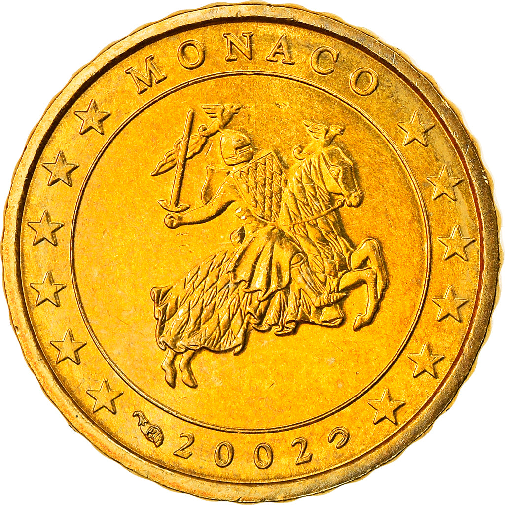 Monaco, 10 Euro Cent, 2002, Paris, AU(55-58), Mosiądz, KM:170