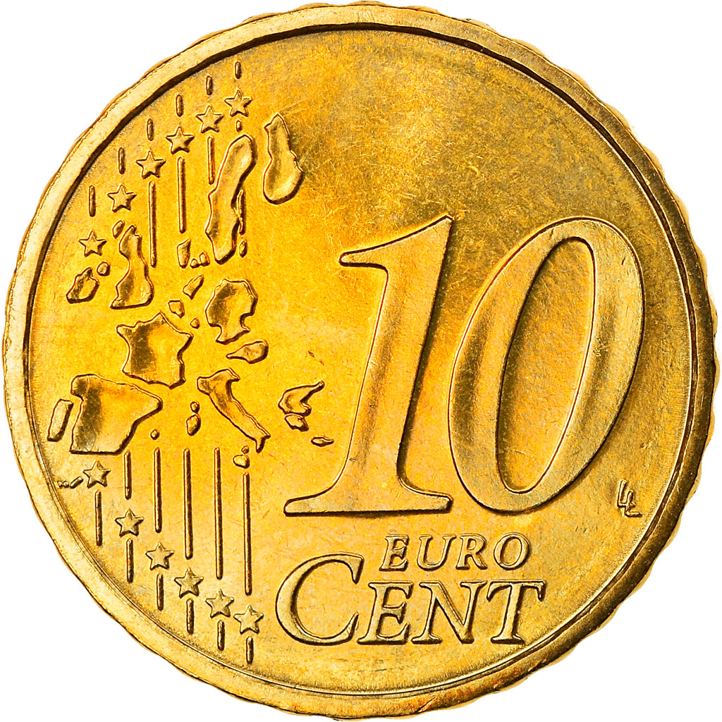 Monaco, 10 Euro Cent, 2002, Paris, AU(55-58), Mosiądz, KM:170