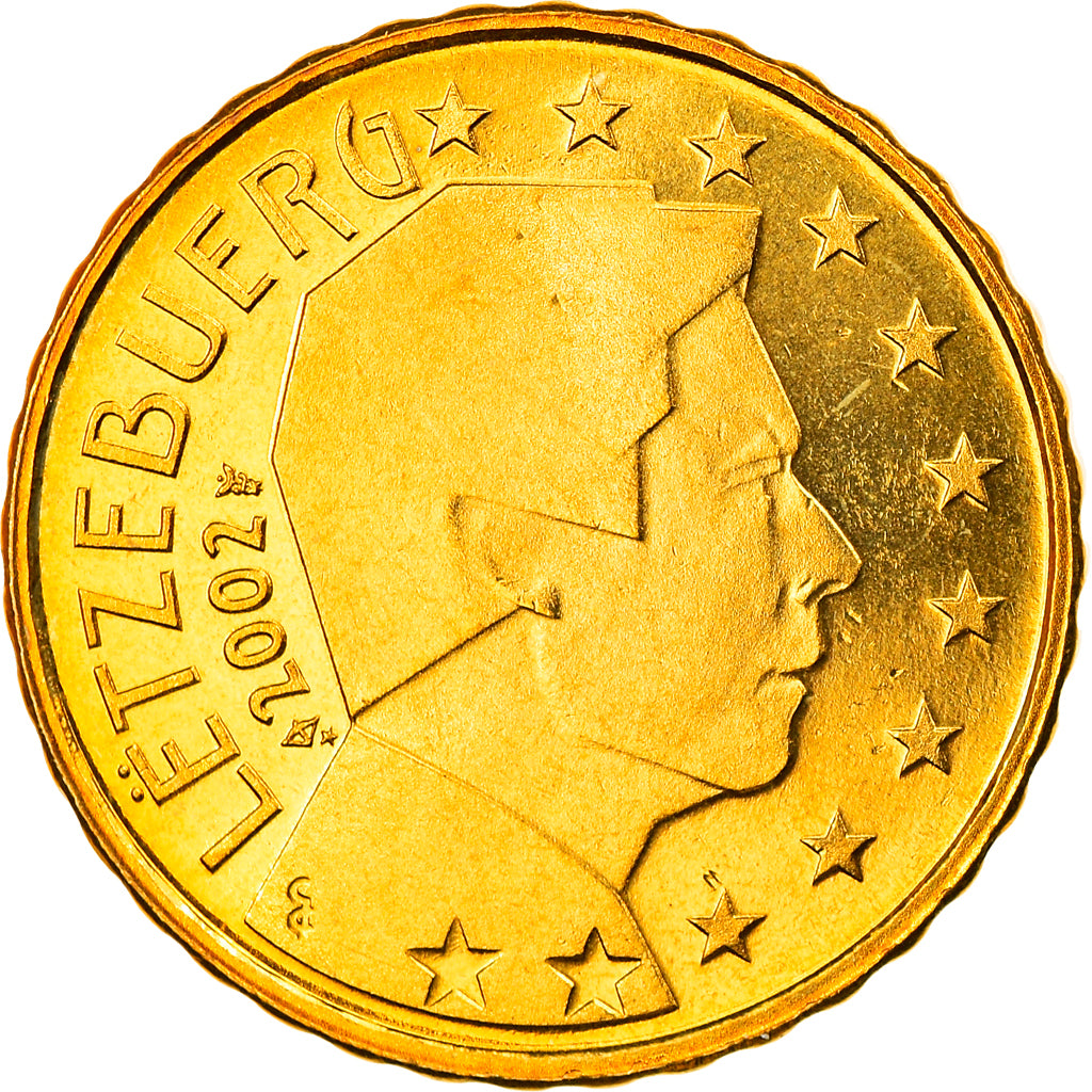 Luksemburg, 10 Euro Cent, 2002, Utrecht, Proof, MS(65-70), Mosiądz, KM:78