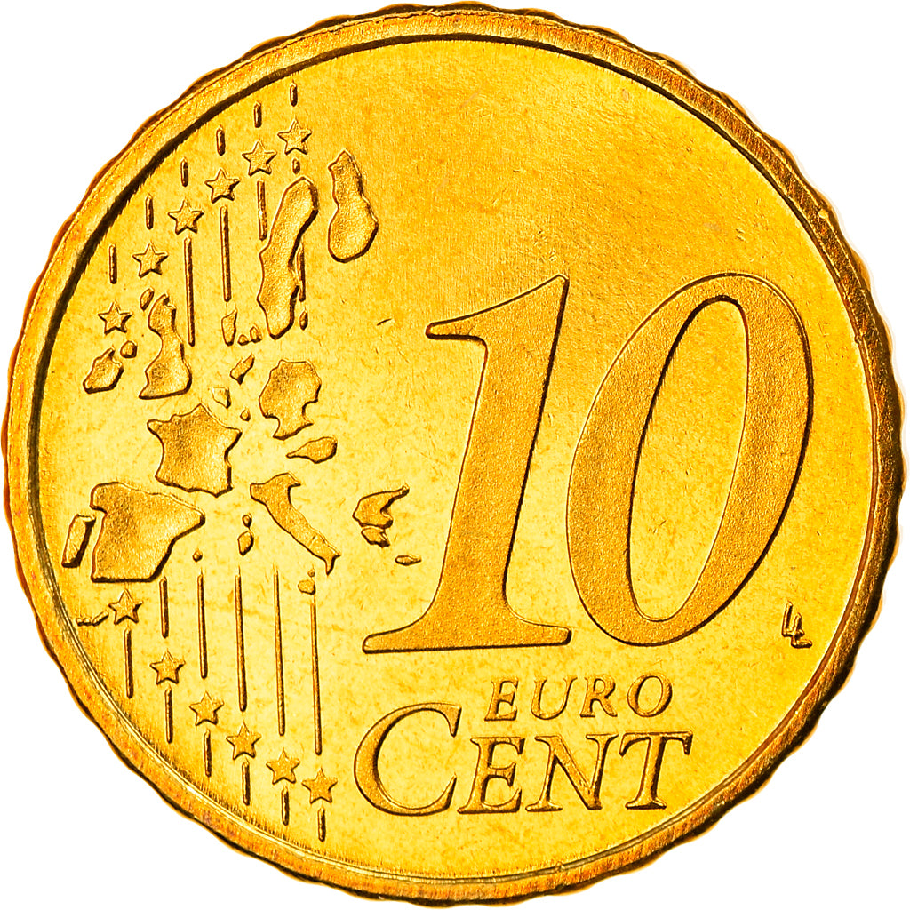 Luksemburg, 10 Euro Cent, 2002, Utrecht, Proof, MS(65-70), Mosiądz, KM:78