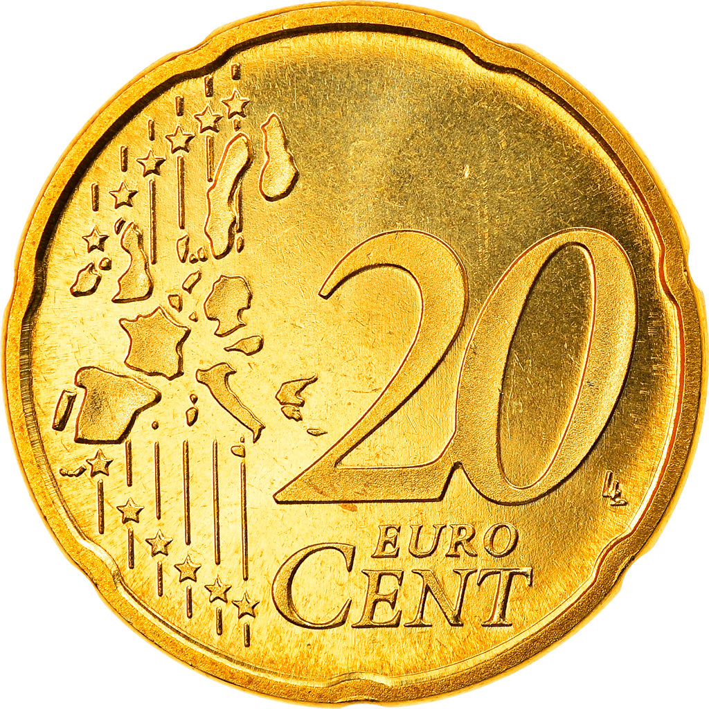 Luksemburg, 20 Euro Cent, 2002, Utrecht, Proof, MS(65-70), Mosiądz, KM:79