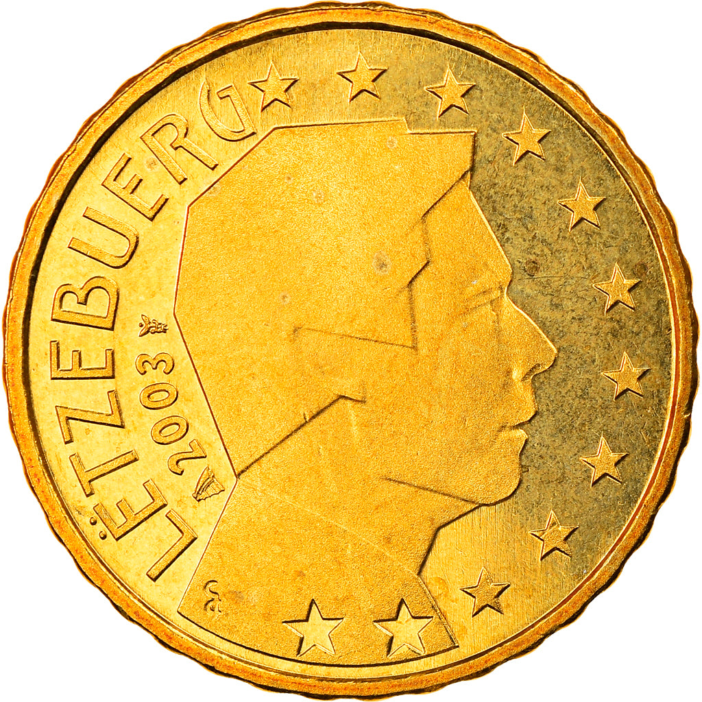 Luksemburg, 10 Euro Cent, 2003, Utrecht, Proof, MS(65-70), Mosiądz, KM:78