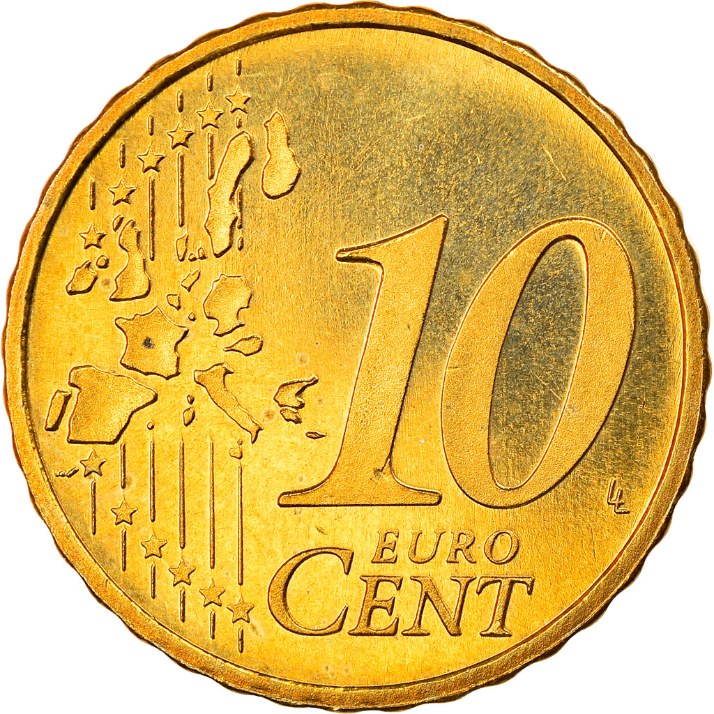 Luksemburg, 10 Euro Cent, 2003, Utrecht, Proof, MS(65-70), Mosiądz, KM:78
