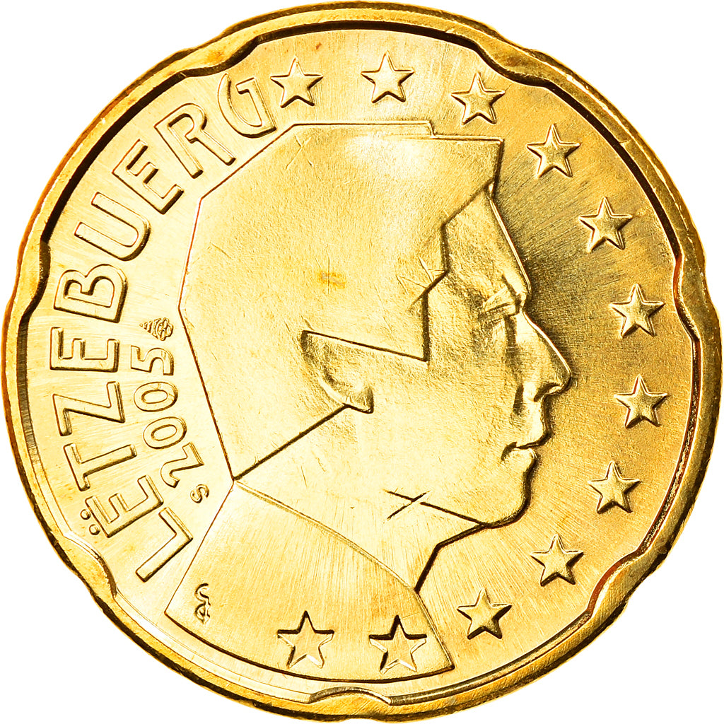 Luxembourg, 20 Euro Cent, 2005, Utrecht, MS(65-70), Brass, KM:79