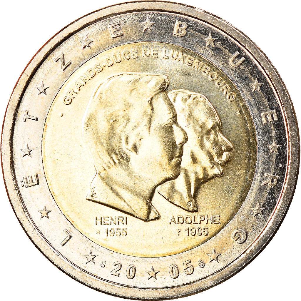 Luxembourg, 2 Euro, Henri, Adolphe, 2005, Utrecht, MS(65-70), Bi-Metallic, KM:87