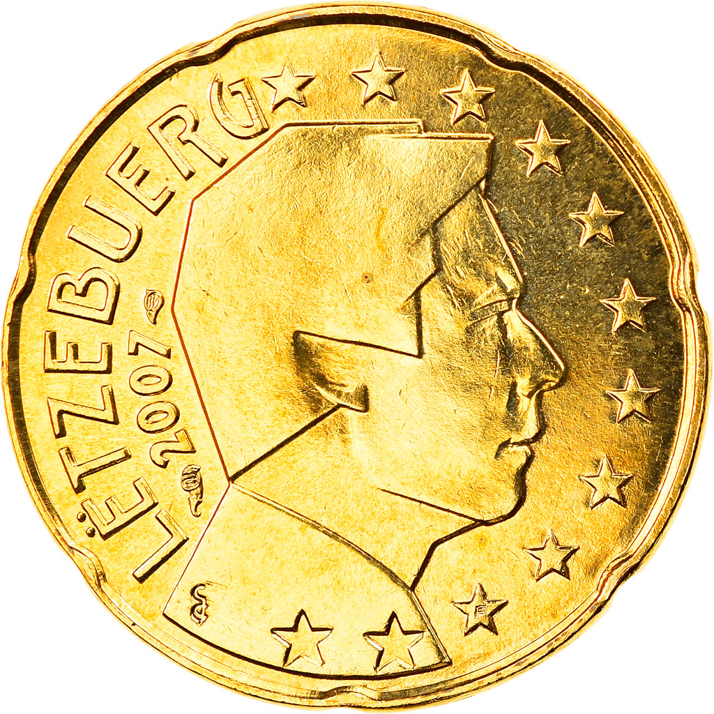 Luxembourg, 20 Euro Cent, 2007, MS(65-70), Brass, KM:90