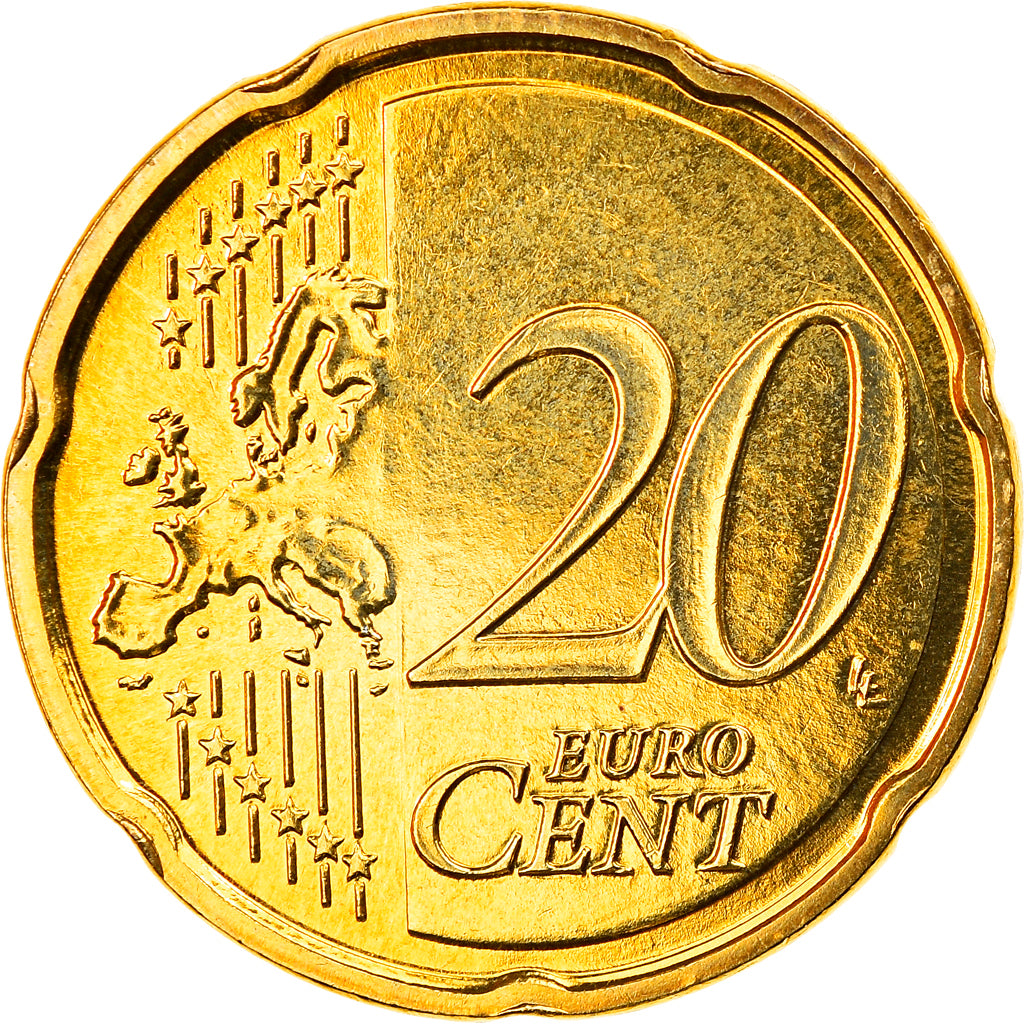 Luxembourg, 20 Euro Cent, 2007, MS(65-70), Brass, KM:90