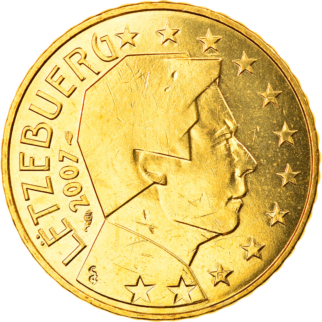 Luksemburg, 50 Euro Cent, 2007, MS(65-70), Mosiądz, KM:91