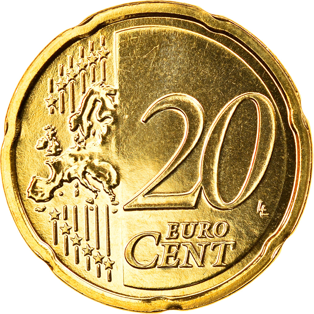 Luxembourg, 20 Euro Cent, 2009, MS(65-70), Brass, KM:90