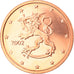 Finland, 2 Euro Cent, 2002, Vantaa, MS(65-70), Copper Plated Steel, KM:99
