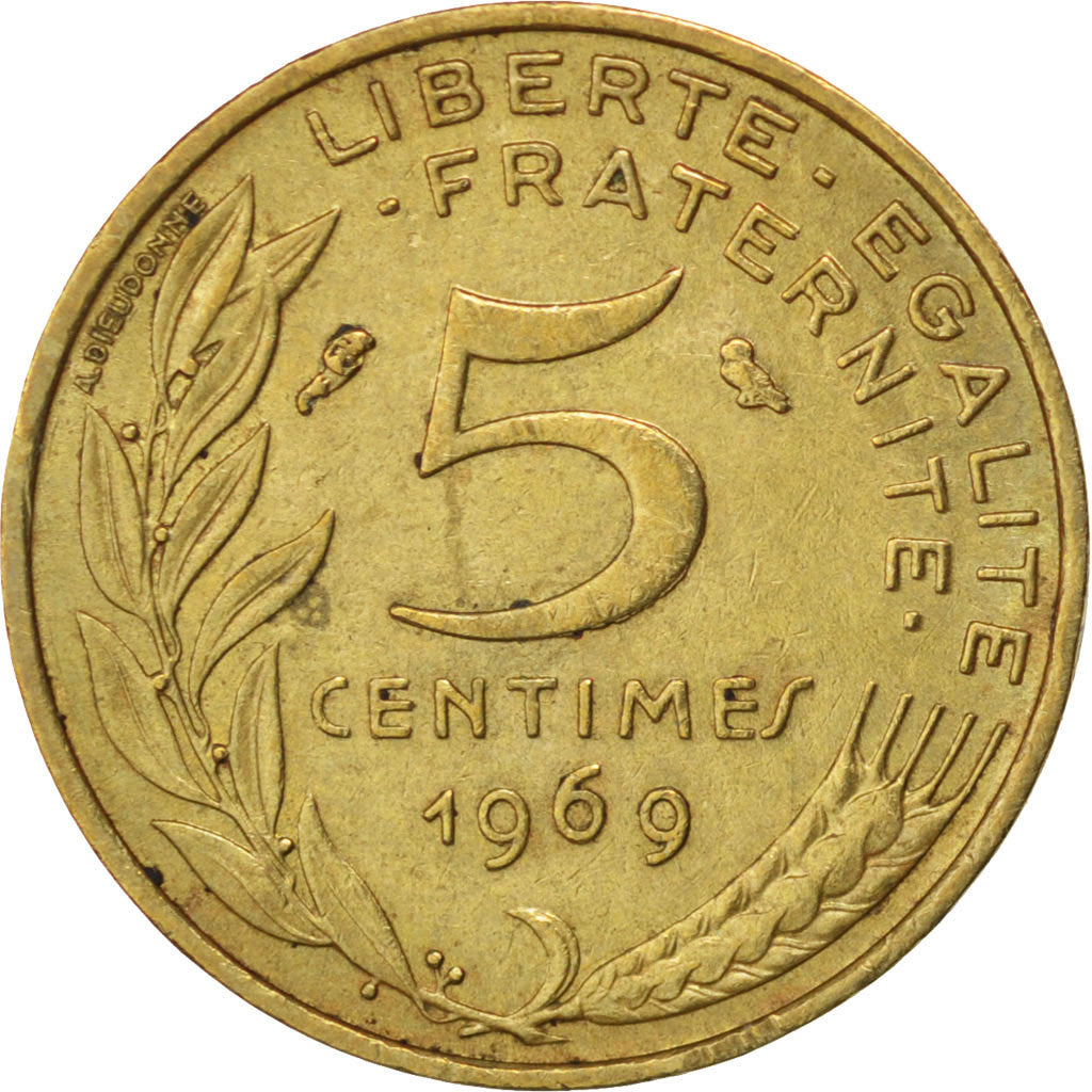 Coin, France, Marianne, 5 Centimes, 1969, EF(40-45), Aluminum-Bronze, KM:933