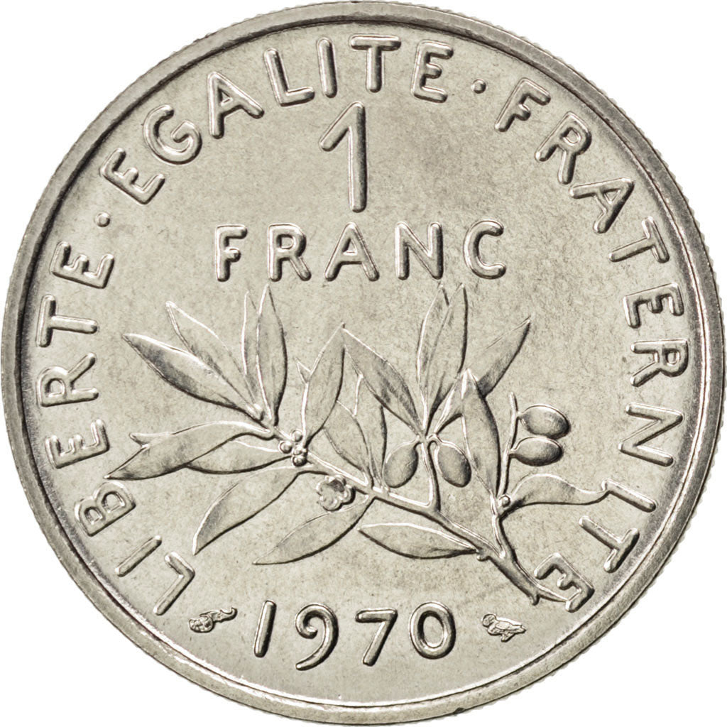 FRANCE, Semeuse, Franc, 1970, Paris, KM #925.1, MS(63), Nickel, 24, Gadoury...