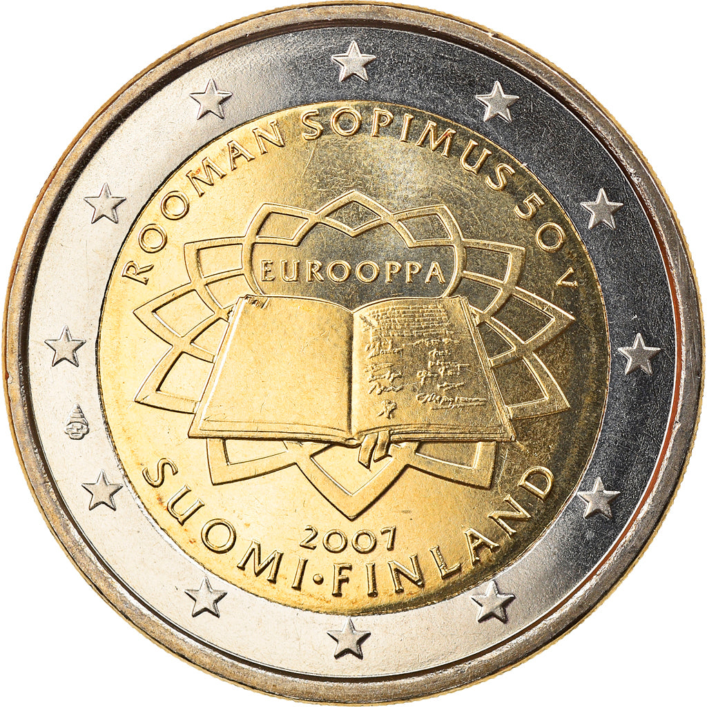 Finland, 2 Euro, Traité de Rome 50 ans, 2007, Vantaa, MS(65-70), Bi-Metallic
