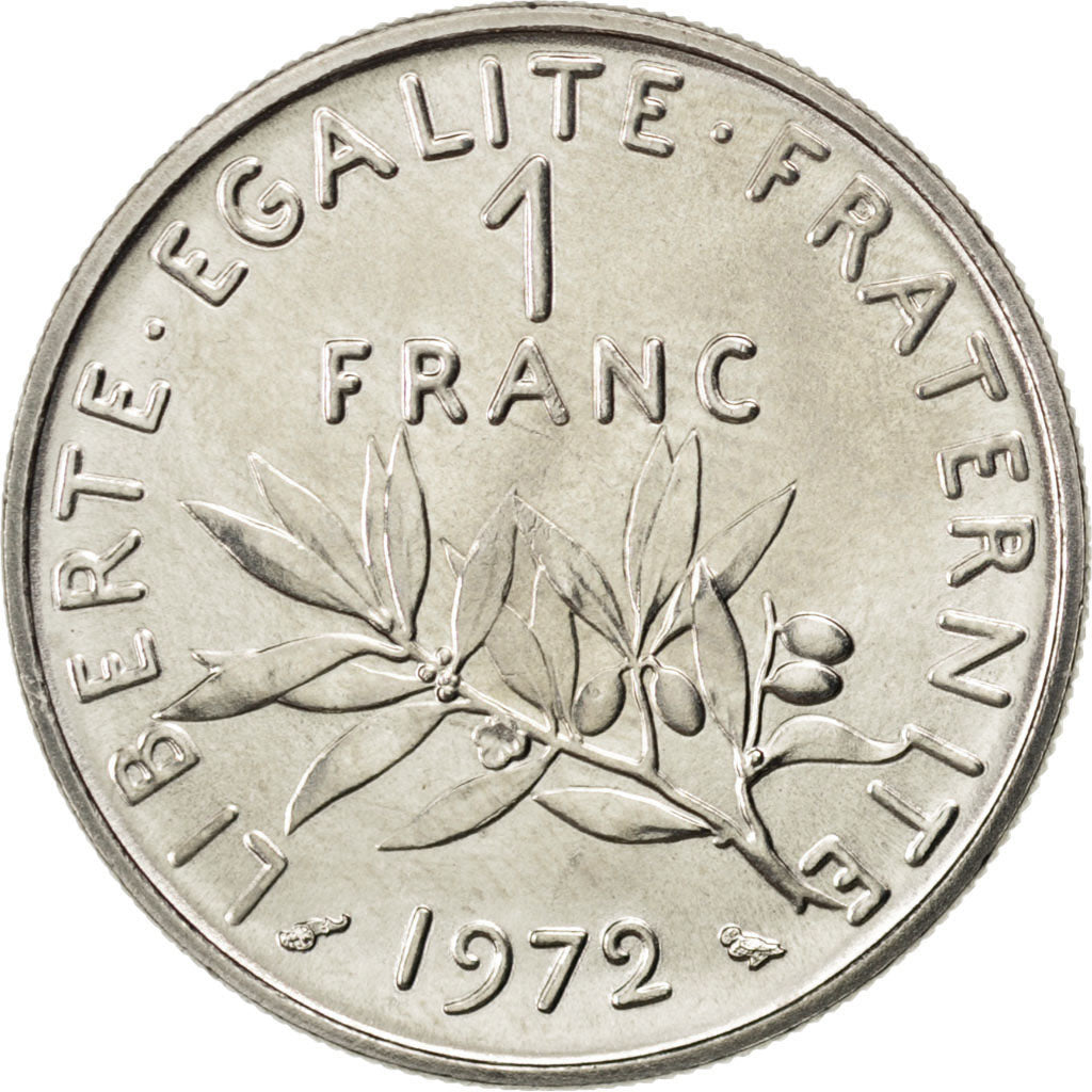 FRANCE, Semeuse, Franc, 1972, Paris, KM #925.1, MS(63), Nickel, 24, Gadoury...