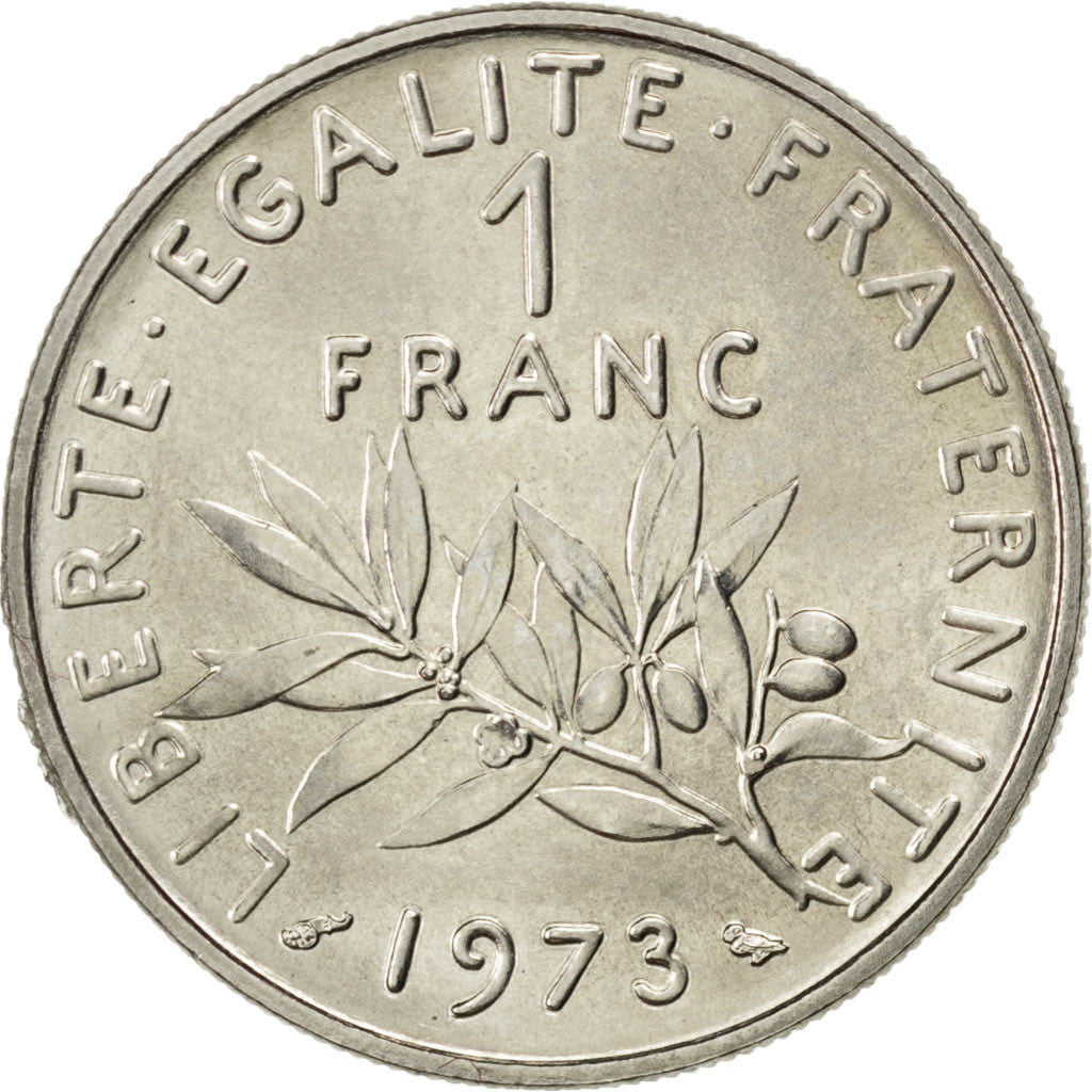 FRANCE, Semeuse, Franc, 1973, Paris, KM #925.1, MS(63), Nickel, 24, Gadoury...
